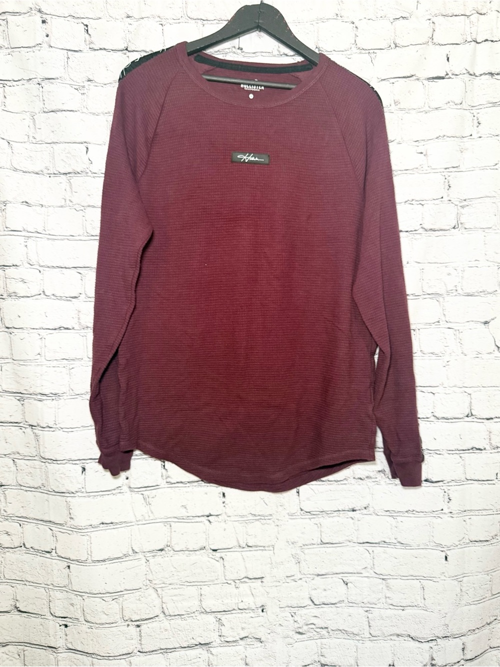 Burgundy Thermal Long Sleeve Shirt. Size M